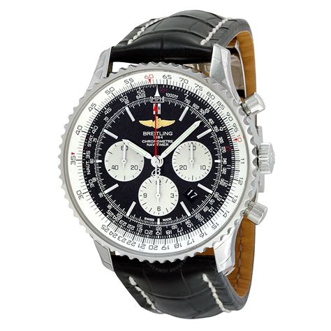 breitling navitimer black leather men's watch|breitling navitimer best price.